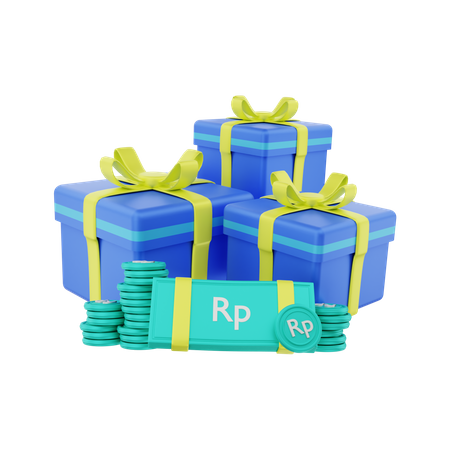 Coffret cadeau en argent Rupiah  3D Illustration