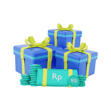 Coffret cadeau en argent Rupiah  3D Illustration