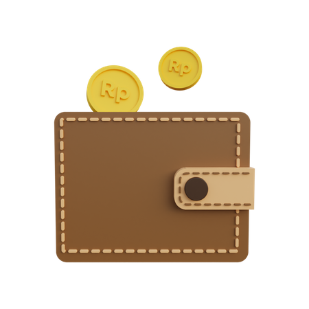 Rupiah coin in wallet  3D Illustration