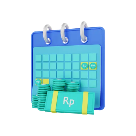 Rupiah financial calendar  3D Illustration