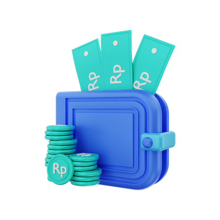Rupiah Geld Brieftasche  3D Illustration