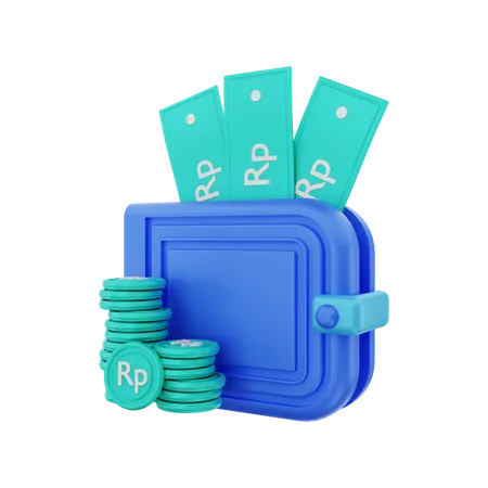 Rupiah Geld Brieftasche  3D Illustration