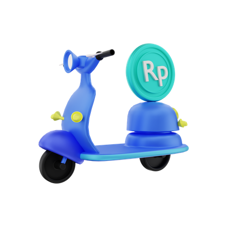 Rupiah-Geldlieferung per Motorrad  3D Illustration