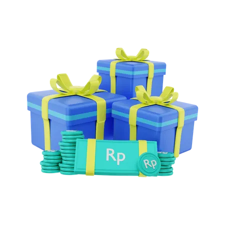 Rupiah money gift box  3D Illustration