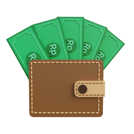 Rupiah money in wallet 3D Illustration