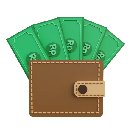Rupiah money in wallet  3D Illustration