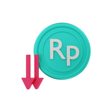 Rupiah price down  3D Icon