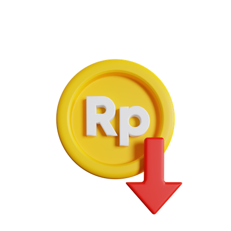 Rupiah Rate Down  3D Icon