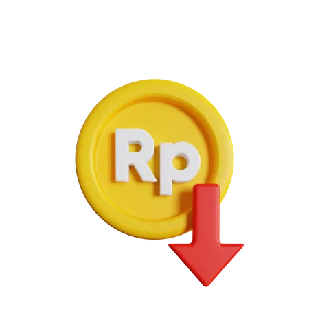 Rupiah Rate Down  3D Icon