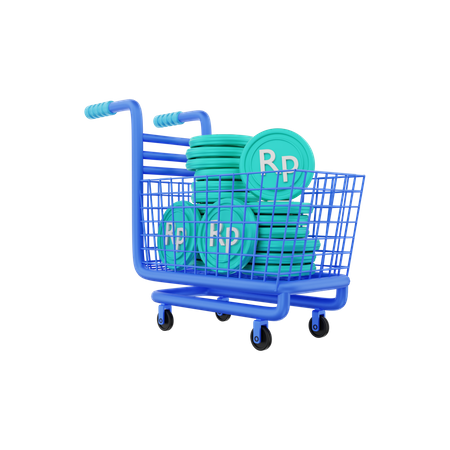 Rupiah shopping cart  3D Illustration