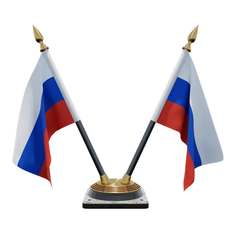 Russia Double (V) Desk Flag Stand  3D Icon