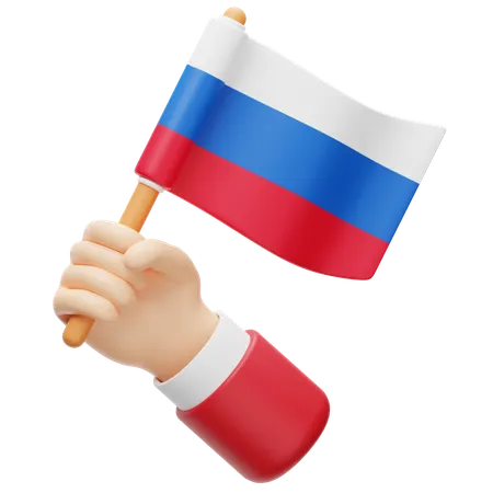 Russia flag in hand  3D Icon