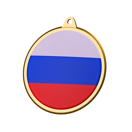 Russia Flag Medal Badge  3D Icon