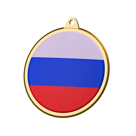 Russia Flag Medal Badge  3D Icon