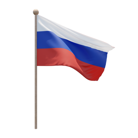 Russia Flag Pole  3D Flag