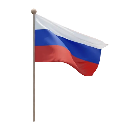Russia Flag Pole  3D Flag