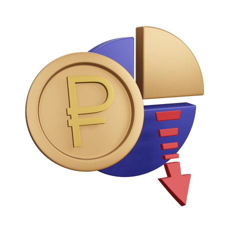 Russian Ruble Decrease Monet Chart  3D Icon