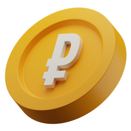 Russian Ruble Gold Coin  3D Icon