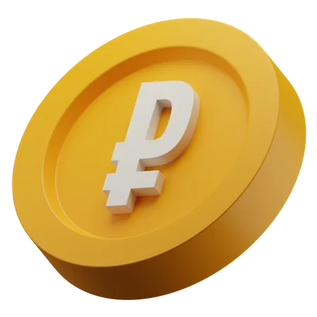 Russian Ruble Gold Coin  3D Icon