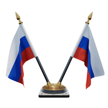 Porte-drapeau double bureau Russie  3D Flag