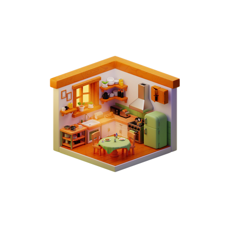 Rustic Kitchen  3D Icon