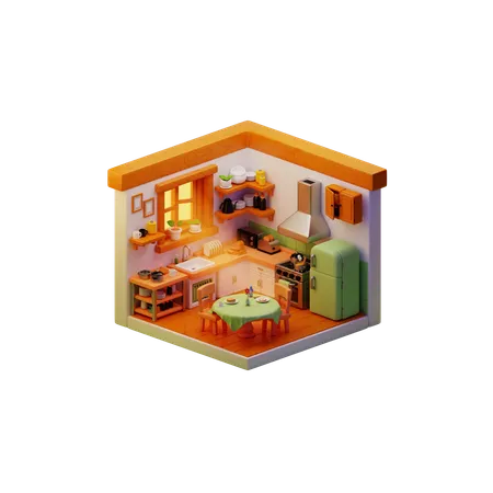 Rustic Kitchen  3D Icon