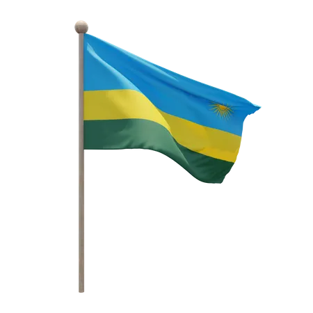 Mât de drapeau du Rwanda  3D Flag