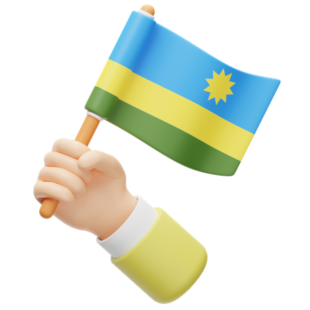 Rwanda flag in hand  3D Icon