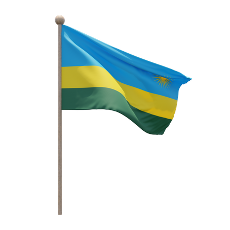 Rwanda Flag Pole  3D Flag