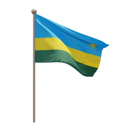 Rwanda Flag Pole  3D Illustration