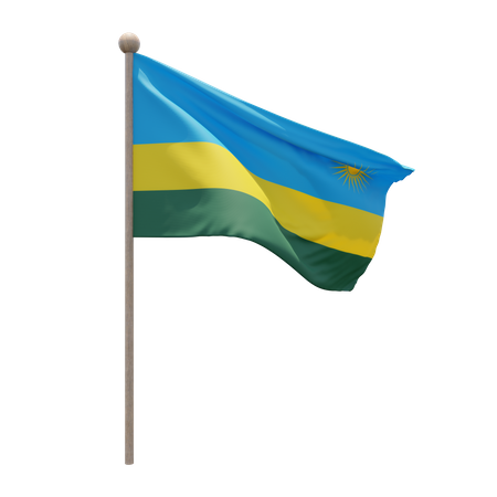 Rwanda Flagpole  3D Illustration