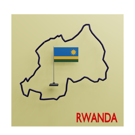 Rwanda map  3D Icon