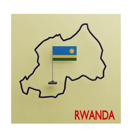 Rwanda map  3D Icon