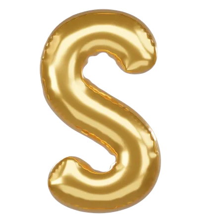 S Alphabet 3 D Illustration In Golden Balloon Style 3D Icon