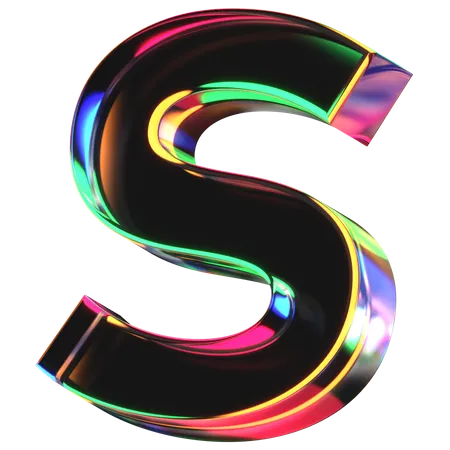 3 D Icon Of A Glass Letter S 3D Icon
