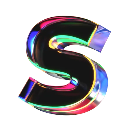3 D Icon Of A Glass Letter S 3D Icon
