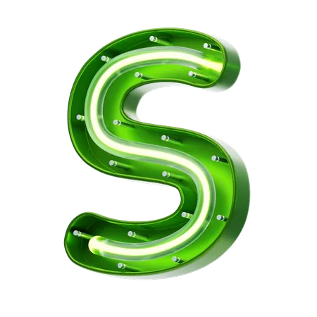 S Letter Shape Neon Text  3D Icon
