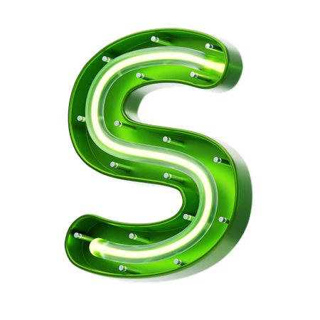 S Letter Shape Neon Text  3D Icon