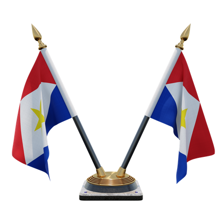 Saba Double Desk Flag Stand  3D Flag