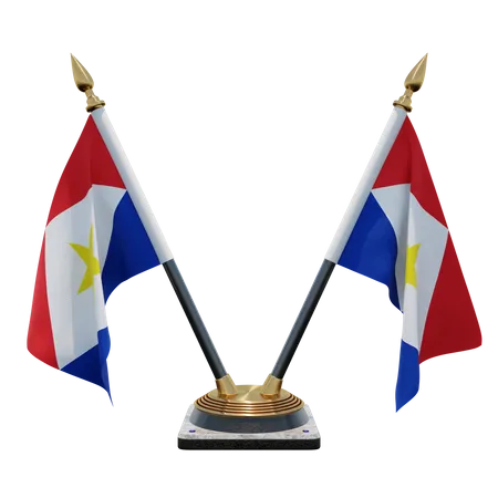 Saba Double Desk Flag Stand  3D Flag