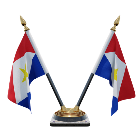 Saba Double Desk Flag Stand 3D Illustration