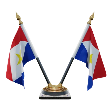Saba Double Desk Flag Stand 3D Illustration