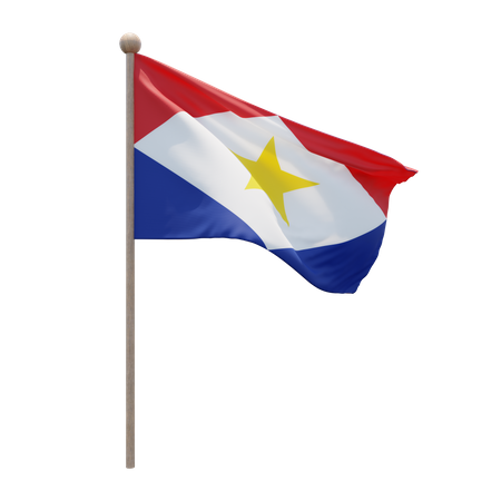 Saba-Fahnenmast  3D Flag