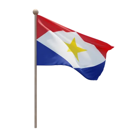 Saba-Fahnenmast  3D Flag