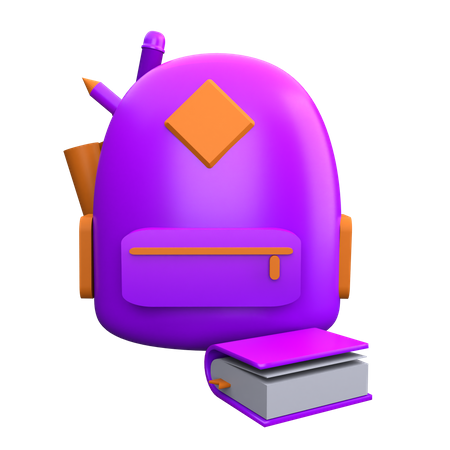 Sac à dos et livre  3D Icon