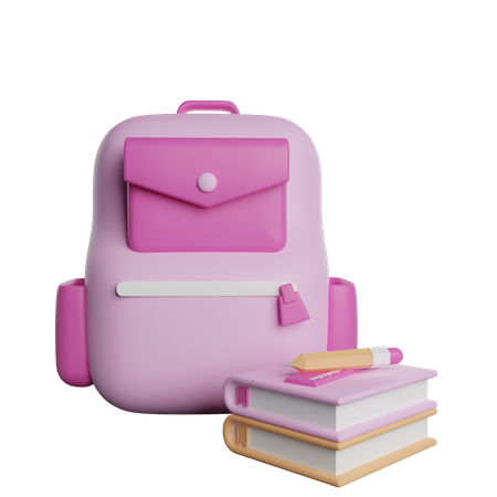 Sac avec des livres  3D Illustration