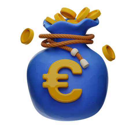 Sac d'argent en euros  3D Icon
