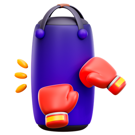 Sac de boxe et gants  3D Illustration