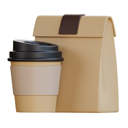 Sac à café et tasse  3D Icon