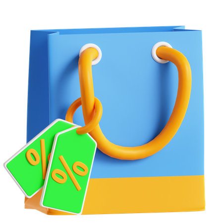 Sac de courses avec étiquette de réduction  3D Icon